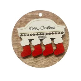 Creatieve houten kerstsokken Room Decorations Familie Groep Diy Lijst Kerst Decor Christmas Tree Pendant RRC653