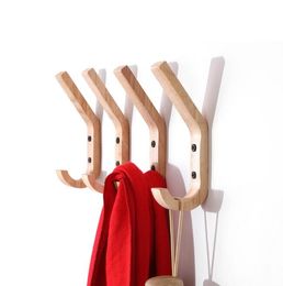 Creatieve houten muur haken handdoekjas hoed hangers eiken hout gemonteerd haak sleutelhouder opslag deur rack organizer nordic stijl rrd7731