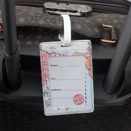 Creative World Map Accessoires de voyage de haute qualité Luggage Tag Pu Suitcase Id Addres Holder Bands Banding Tag Label portable