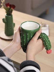 Creativiteit cactus mok met lepel en deksel schattige melk koffiebeker persoonlijkheid huisdecoratie cadeau voor vriend familie 240523