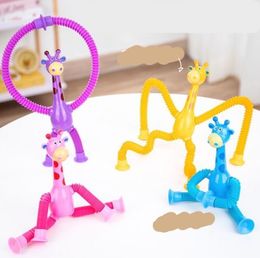 Créativité Children Suction Tup Girafe Toys Télescopic Sensory Bellows Toys Anti-Stress Passe parent-enfant
