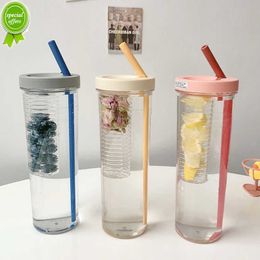 Creativiteit fruit filter waterfles met stro plastic buitenwater beker school water fles reis sport drinkware sap cup