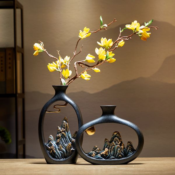 Créativité Style japonais feng shui richesse vase bureau Salon décoration de bureau vases pour la décoration intérieure Accessoires Art cadeau 220822