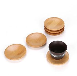 Créativité Natural Bamboo Small Round Plats Rural Amorous Sentins Sauce en bois et Vinegar Plaques de table Plate d'assiette 0510