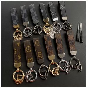 Creativiteit Presbyopia Printauto Keychain Bag Hanger Charm sieraden sleutelhanger voor mannen cadeau mode pu lederen bloemenrooster ontwerp me 285Q