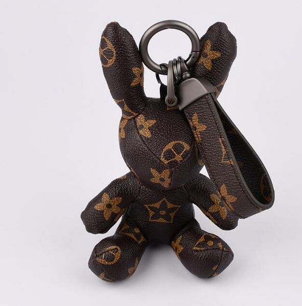 Créativité Lapin Sac Voiture Porte-clés Pendentif Charme Bijoux Porte-clés Femmes Hommes Mode PU Cuir Animal Porte-clés Accessoires