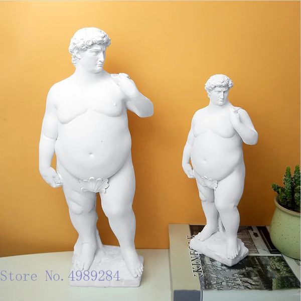 Créativité résine Figure Sculpture David obésité gros David artisanat Statue nu homme nu corps Art décoration de la maison ornements 240122
