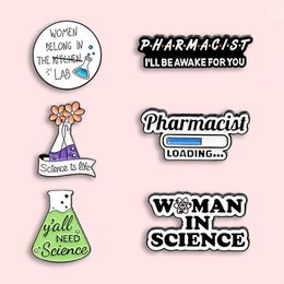 Créativité Science chimie Émail Pin de génie mathématique Brooches Brooches Fleurs Lettre alliage Badges de bijoux Accessoires