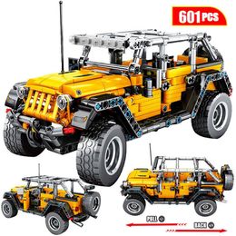 Créateur Mécanique Pull Back Jeep Blocs de construction de véhicules hors route pour les briques de voiture de la technique City pour garçons LJ200928263A