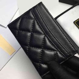 Titulaire de la carte de crédit C noir en cuir d'agneau véritable portefeuille pour femme porte-cartes porte-monnaie de haute qualité portafoglio porte monnaie d195G