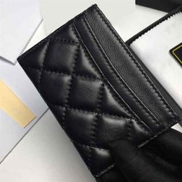 Titulaire de la carte de crédit C noir en cuir d'agneau véritable portefeuille pour femme porte-monnaie porte-monnaie haute qualité portafoglio porte monnaie d219K