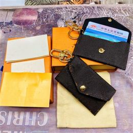 Titulaire de la carte de crédit porte-clés porte-monnaie fleur marron pochette portefeuille porte-clés bijoux créateur de mode femmes sac pendentifs porte-clés accessoires