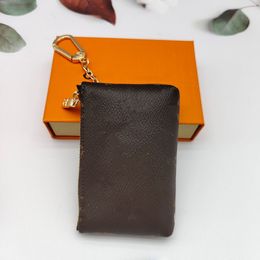 Porte-cartes de crédit Kelechains Anneaux en cuir en cuir brun fleur sac à main portefeuille portefeuille clés de bijoux créateur de mode femmes sacs pendents charme clés accessoires