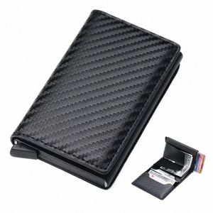 Porte-cartes de crédit Men Portefeuille RFID Blocking Protected Boîte en aluminium Pu en cuir PU avec Mey Clip Designer Pasjeshouder N0N6 #