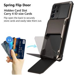 Couverture de sous-traitant de la carte de crédit pour Samsung Galaxy S23 S22 Ultra S21 Plus S20 Fe Note 20 A13 A34 A54 A14 Wallet Pocket Phone Case