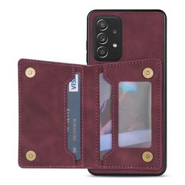 Caja de bolsillo de tarjeta de crédito Cajones de cuero para Samsung S22 Plus S21 Ultra S21FE A53 Note20 S20 Fe A12 Fashion Line Shock Pack Pack Supporter Back Cover