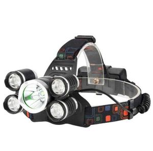 Potente 5LED XML T6 en funcionamiento Linterna frontal 8000 lúmenes 4 modos Linterna con zoom Batería recargable Lámpara frontal linterna haz brillante zoom faro Alkingline