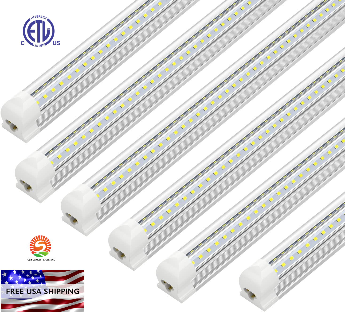 8ft led-ljusrör grossist 72W Led-rör T8 8fot FA8 Enkelstift G13 R17D Integrerad dubbelsidig smd2835 AC85-265V Butiksbelysning garagearmaturer ETL