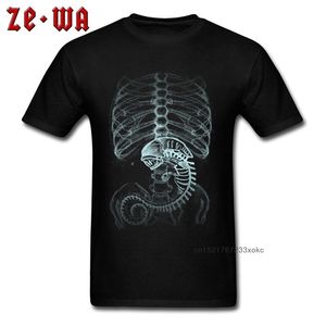 Creepy Alien Vêtements Hommes T-Shirt Plus La Taille Hommes T Mâle Ts Camiseta T-shirt 3XL XS Tee Homme D'été Funky X-ray 210714
