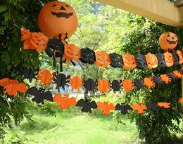 Creepy Halloween Guirlande Banner Gors Vleermuis Pompoen Spoken Spider Party Decoraties Party Nachtclub Bar Papier Vlaggen Decor 118 Inch