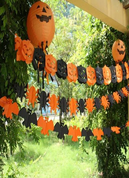 Creepy Halloween Garland Banner Bunting Bat Pumpkin Ghosts Spider Party Decorations Party Nightclub Bar Paper Flags Decor 118inch5608938