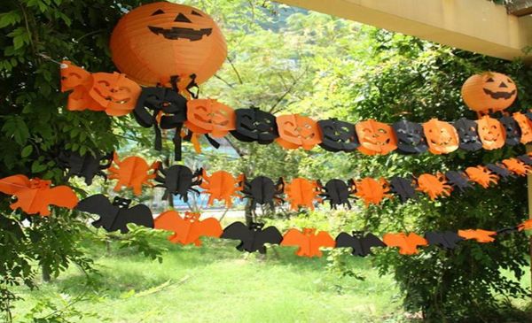 Creepy Halloween Garland Banner Bunting Bat Pumpkin Ghosts Spider Party Decorations Party Nightclub Bar Paper Flags Decor 118inch8837682