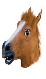 Creepy Horse Mask Head Head Halloween Costume Theatre Prop Nieuwheid Latex Rubber Kerstmis Nieuwjaars Horse hoofdmasker Animal Kostuum Toys1151172