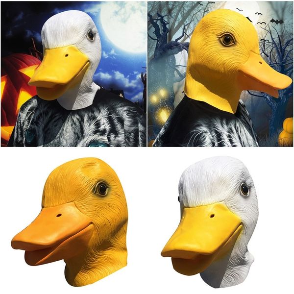 Creepy Caoutchouc Animal Masque Latex Parti Jaune Canard Animaux Masque Adulte Cosplay Partie Halloween Mascarade Funcy Robe Fournitures Y200103