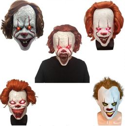 Creepy Scary Clown Face Horror Movie Costume Party Festival Cosplay Props Décoration Halloween cosplay Masques en caoutchouc Led Stephen King's It Joker Pennywise Mask