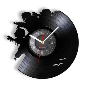 Griezelige Zombie Outbreak Vinyl Album Re-doebreide Record Clock Retro Silent Quartz Muurhorloge Zombie Lover Teken Voor Halloween Decor H1230