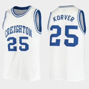 Creighton Bluejays College Kyle Korver #25 Wit Retro Basketbal Jersey Heren Gestikte Aangepaste Nummer Naam Jerseys