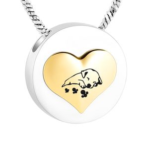 Cremation Ashes Pendentif pour Collier de bijoux commémoratifs en acier inoxydable de chien avec sac de velours de kit de remplissage