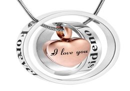 Crémation bijoux pour cendres Collier Send Memorial Urn Penndants Holder for Ashes Womenmeni Love You5517129