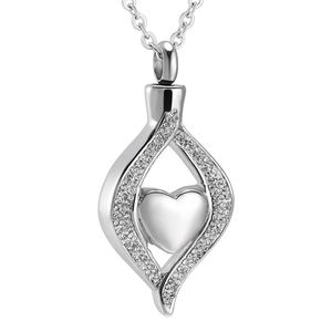 Bijoux de crémation pour cendres L'oeil de mon coeur en acier inoxydable cristal larme pendentif souvenir mémorial urne collier pour hommes femmes