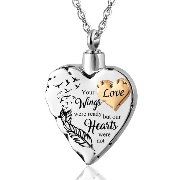 Joyas de cremación para cenizas: sus alas estaban listas, nuestros corazones no era collar colgante de urna para cenizas Love334f