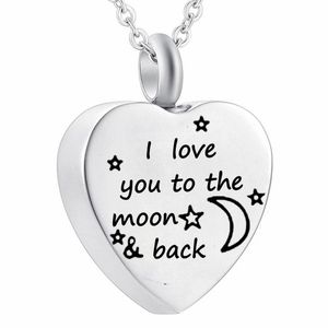 Crematie Sieraden Hart Hanger Memorial Urn Ketting Roestvrijstalen trechter Filler Kit- I Love You to the Moon Back - 3 stijlen