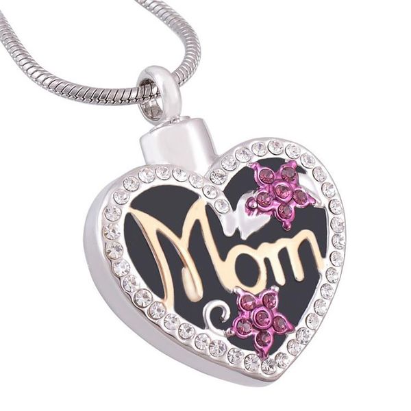 Bijoux de crémation diamant en forme de cœur en or, collier de cendres d'urne de maman, pendentif souvenir commémoratif avec sac cadeau et Funn201V