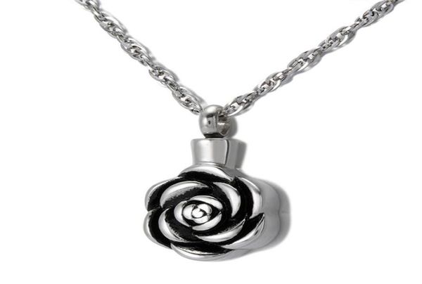 Bijoux de crémation Collier Urne Rose pour Cendres Souvenir Pendentif Mémorial Médaillon Collier Souvenir Étanche en Acier Inoxydable24783192005