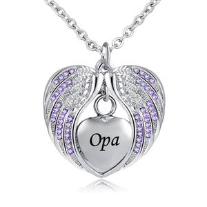 Crematie-sieraden met Angel Wing Urn Ketting voor Ashes Birthstone Hanger Houder Hart Memorial Keepsake -Opa