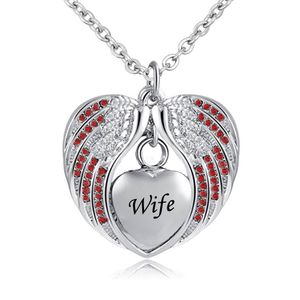 Crematie Sieraden met Angel Wing Urn Ketting voor Ashes Birthstone Hanger Houder Hart Memorial Keepsake -Wife