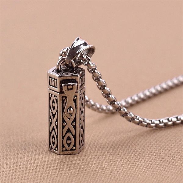 Crémation Médaillons Bijoux Boîte Ouvrable Pendentif Urne Souvenir Mémorial Vintage Fournitures Pour Animaux De Compagnie Collier De Cendres Véritable Titane Acier Jo309P