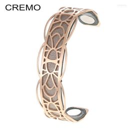Cremo Lotus Hollow Cuir Exchange eenvoudige sieradenarmbanden Bangle voor vrouwen roze gouden manchet openen armbanden inte22