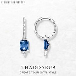 Boucles d'oreilles créoles à charnière, élégance intemporelle, bleu européen, bijoux fins pour femmes, cadeau en argent Sterling 925 massif, 240119