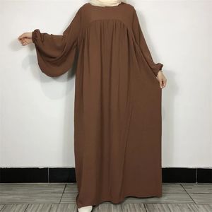Robe de prière en crêpe élégante robe maxi moderne de haute qualité Eid Ramadan Modeste Abaya Cuff élastique Islam Femmes Musulm Vêtements 240423