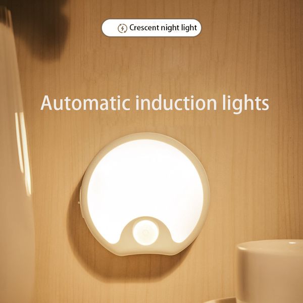 Crescent induction automatique USB Rechargeable Led Light Touch ou télécommande Lampe de chevet Veilleuse Pour Dormir Se Détendre