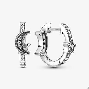 Crescent Moon Stars kralen hoepel oorbellen voor Pandora Authentieke Sterling Silver Party Earring Set Designer sieraden voor vrouwen zussen cadeau oorrang met originele doos