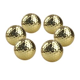 CRESTGOLF 6 stks Twee Layer Gouden Golfballen Golf Oefenballen Training Twee Stukken Ballen Als Geschenk 240129