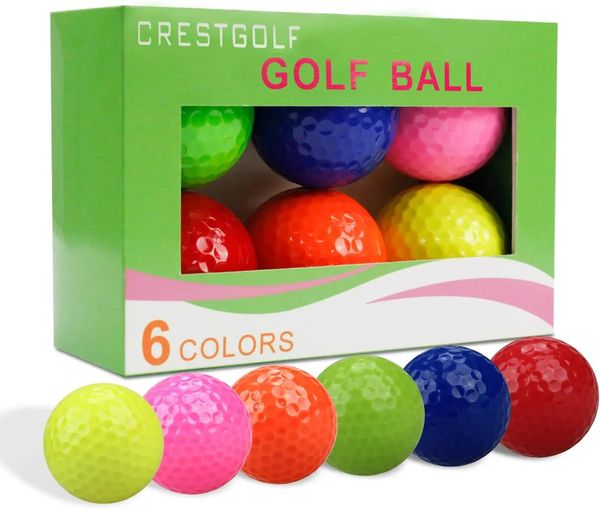 CRESTGOLF 6 unids/pack coloridas Mini Pelotas de Golf de dos piezas Pelotas para practicar Golf entrenamiento Pelotas de Golf 240124