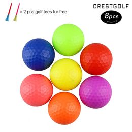 Crestgolf 8pcs/pack golfballen 2 lagen golf oefenballen 8 kleuren voor je keuze golfaccessoires 231220