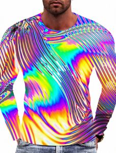 ras du cou Vêtements Vêtements 3D Imprimer en plein air Quotidien Lg Manches Vintage Fi T-shirt pour hommes Tee graphique dégradé métallique chemise j5ao #